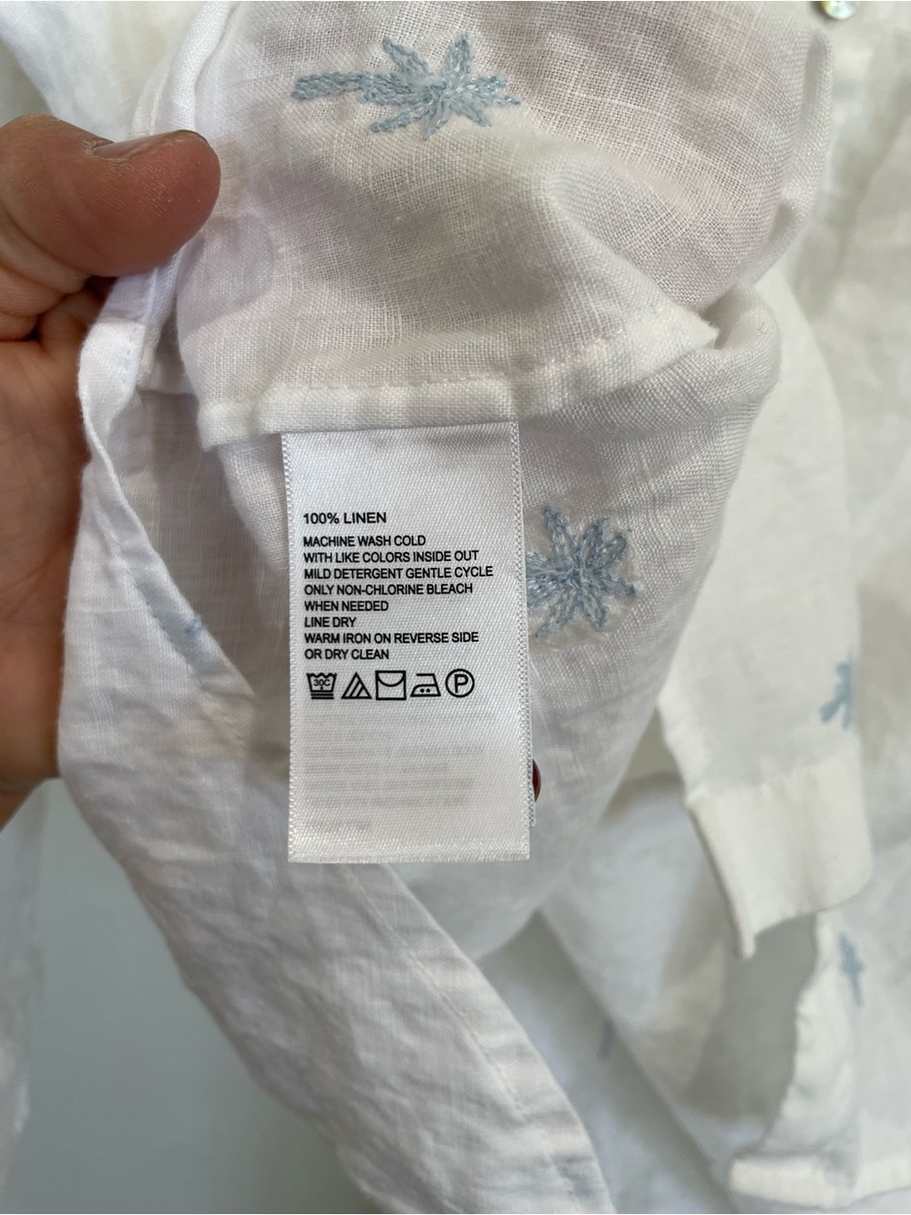 Tommy Bahama Linen Palm Embroidered Point Collar Long Sleeve Button Front Shirt - Picture 6 of 7
